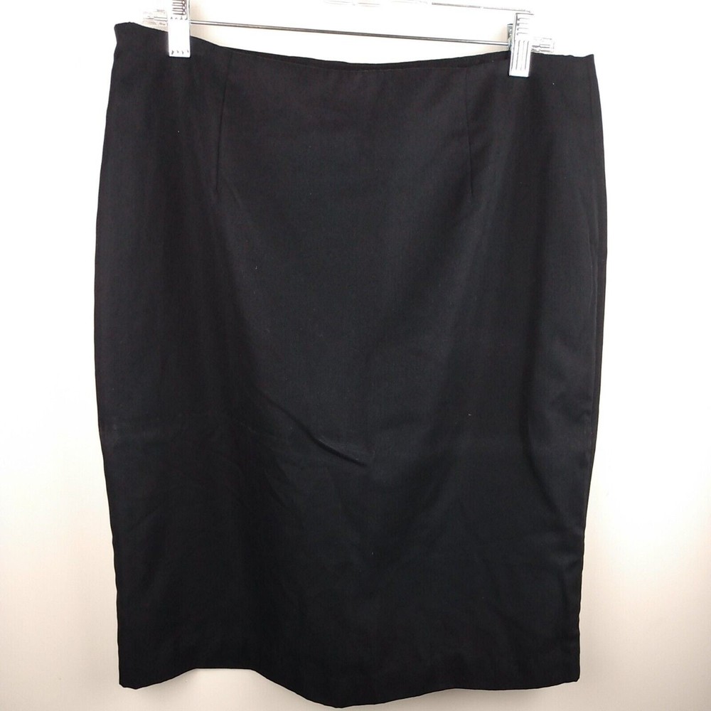 Worthington Skirt Womens Size 14 Black Straight Midi wrap style Front side zip - Picture 3 of 6